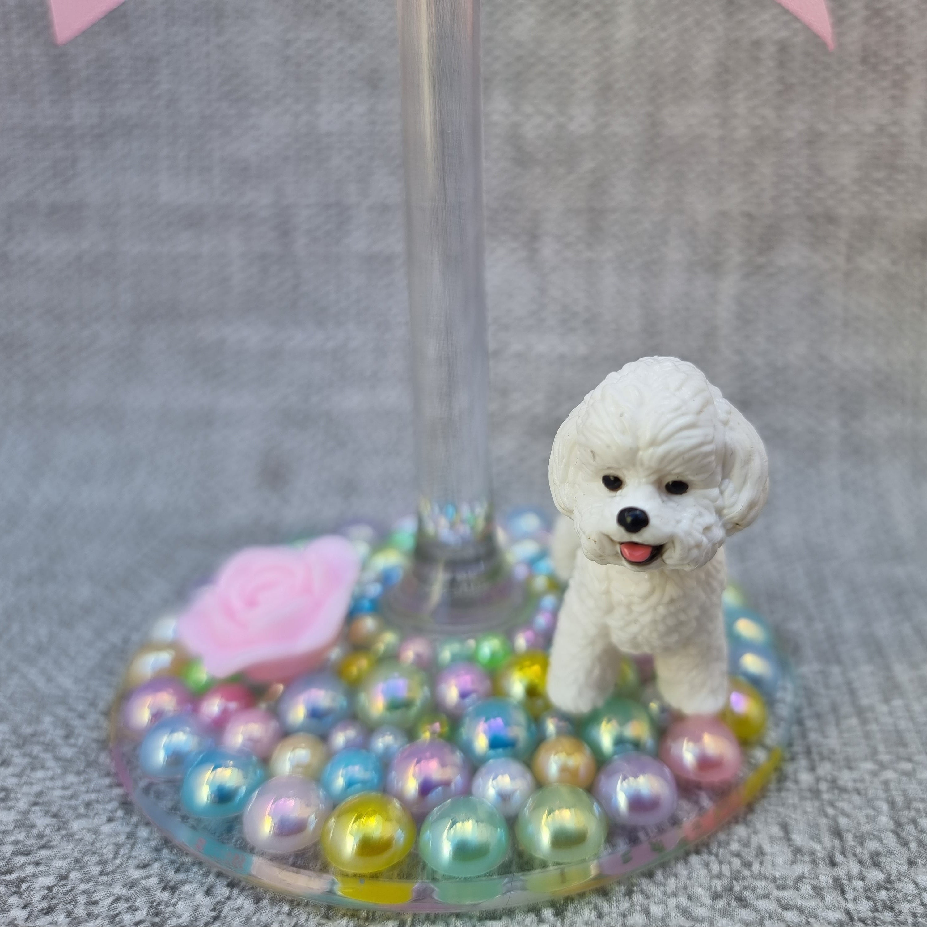 Bichon Frise Hand Decorated Wine Glass