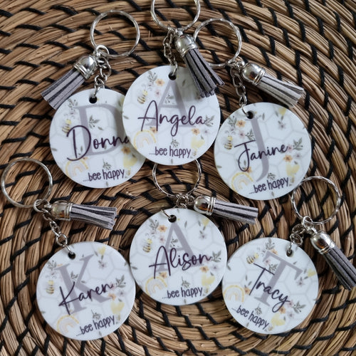 Bee Happy Personalised Key Chain