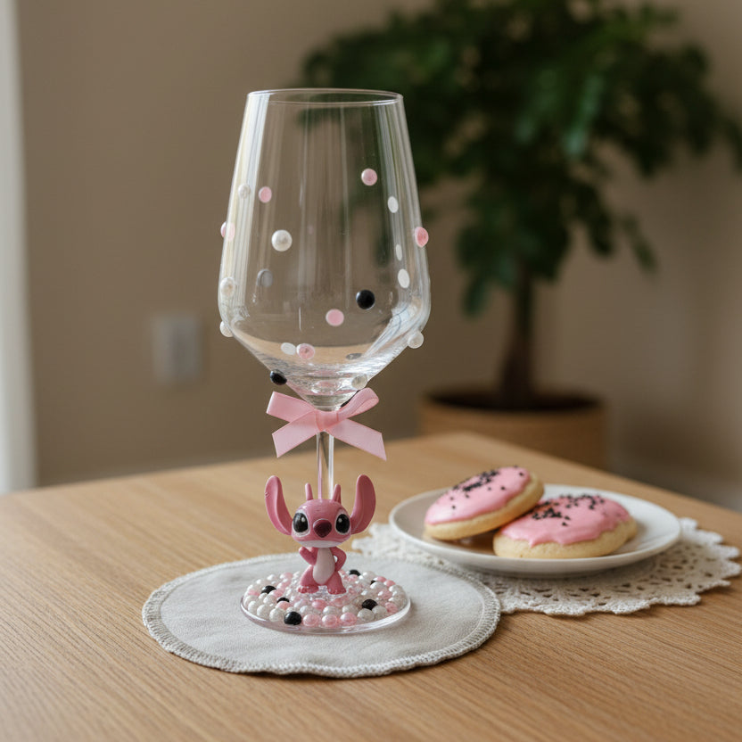 Angel - Stitch Hand Decorated Wine Glass