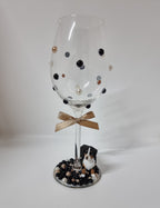 Bernese Mountain Dog Hand Decorated Wine Glass