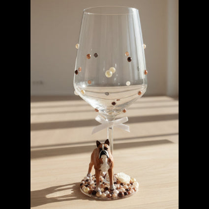 Boxer Hand Decorated Wine Glass