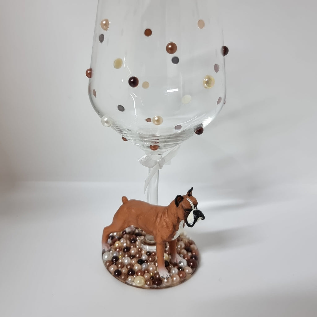 Boxer Hand Decorated Wine Glass