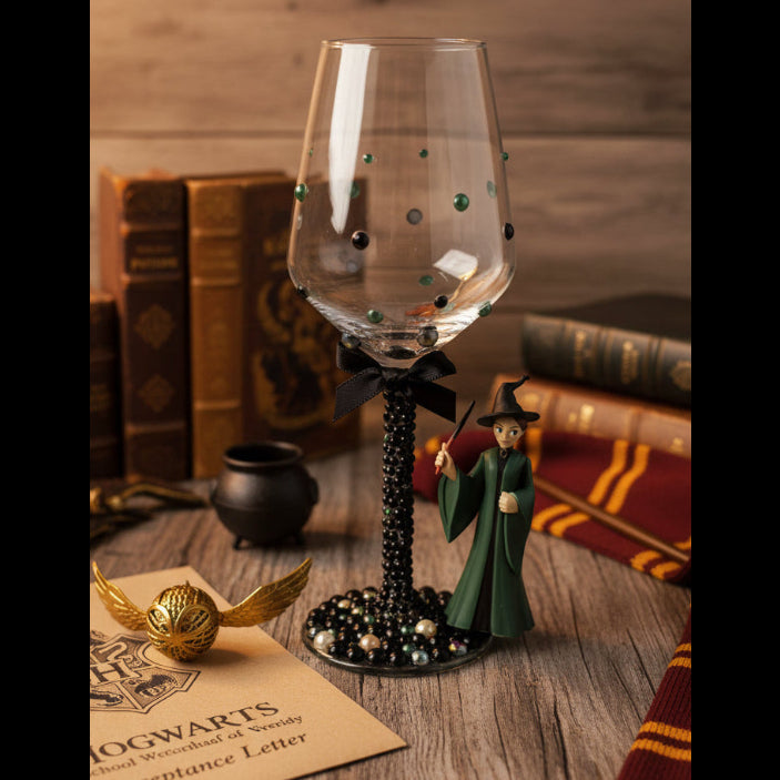 Mrs McGonagall Hand Decorated Wine Glass