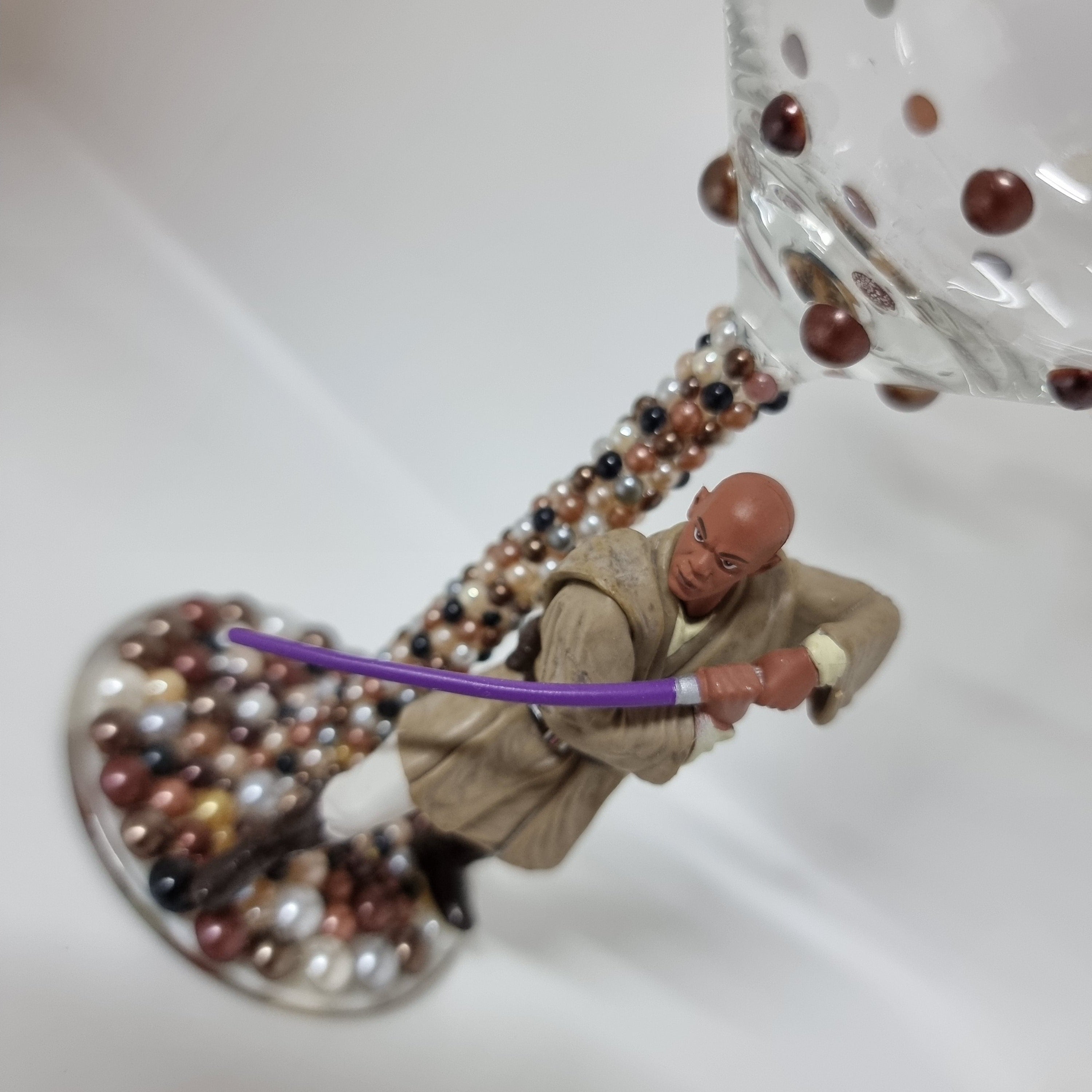 Hand Decorated Character Inspired Wine Glass - Unique Handmade Gift - Mace Windu