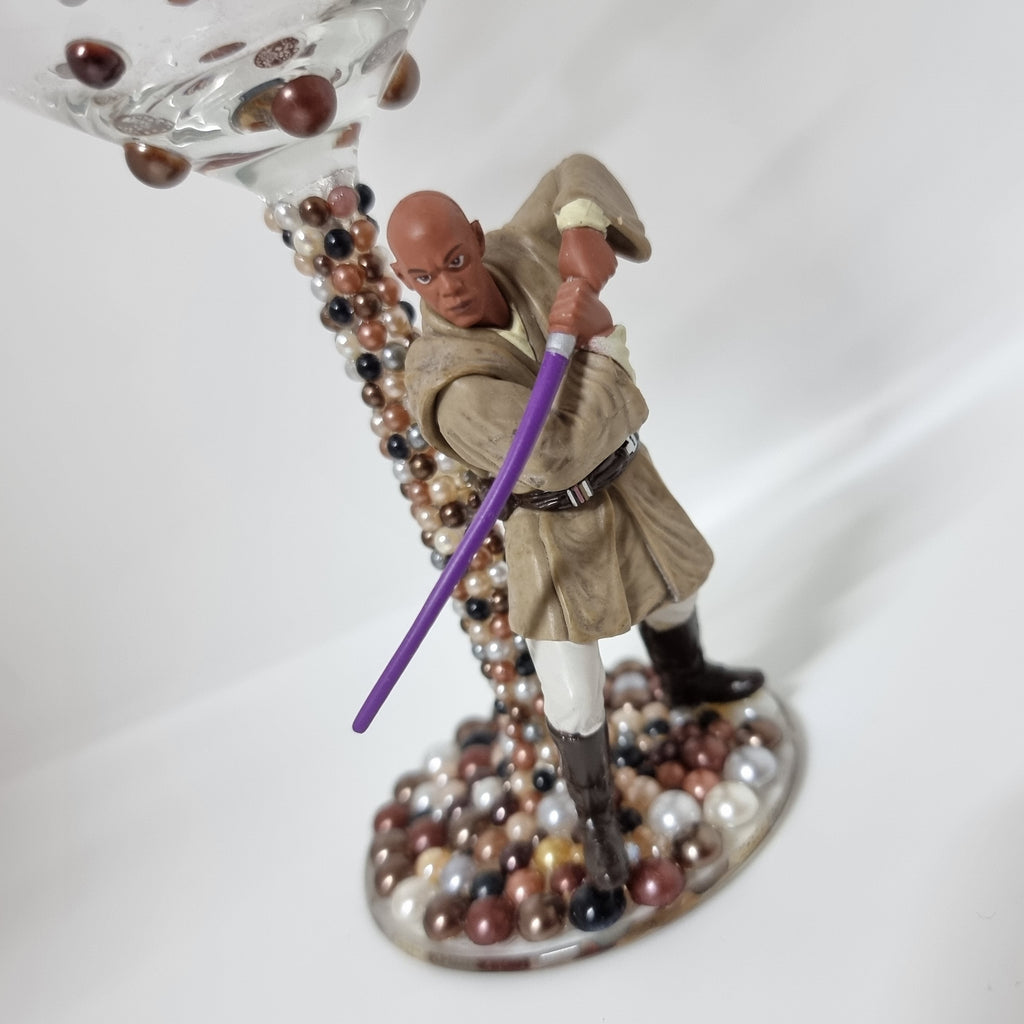 Hand Decorated Character Inspired Wine Glass - Unique Handmade Gift - Mace Windu