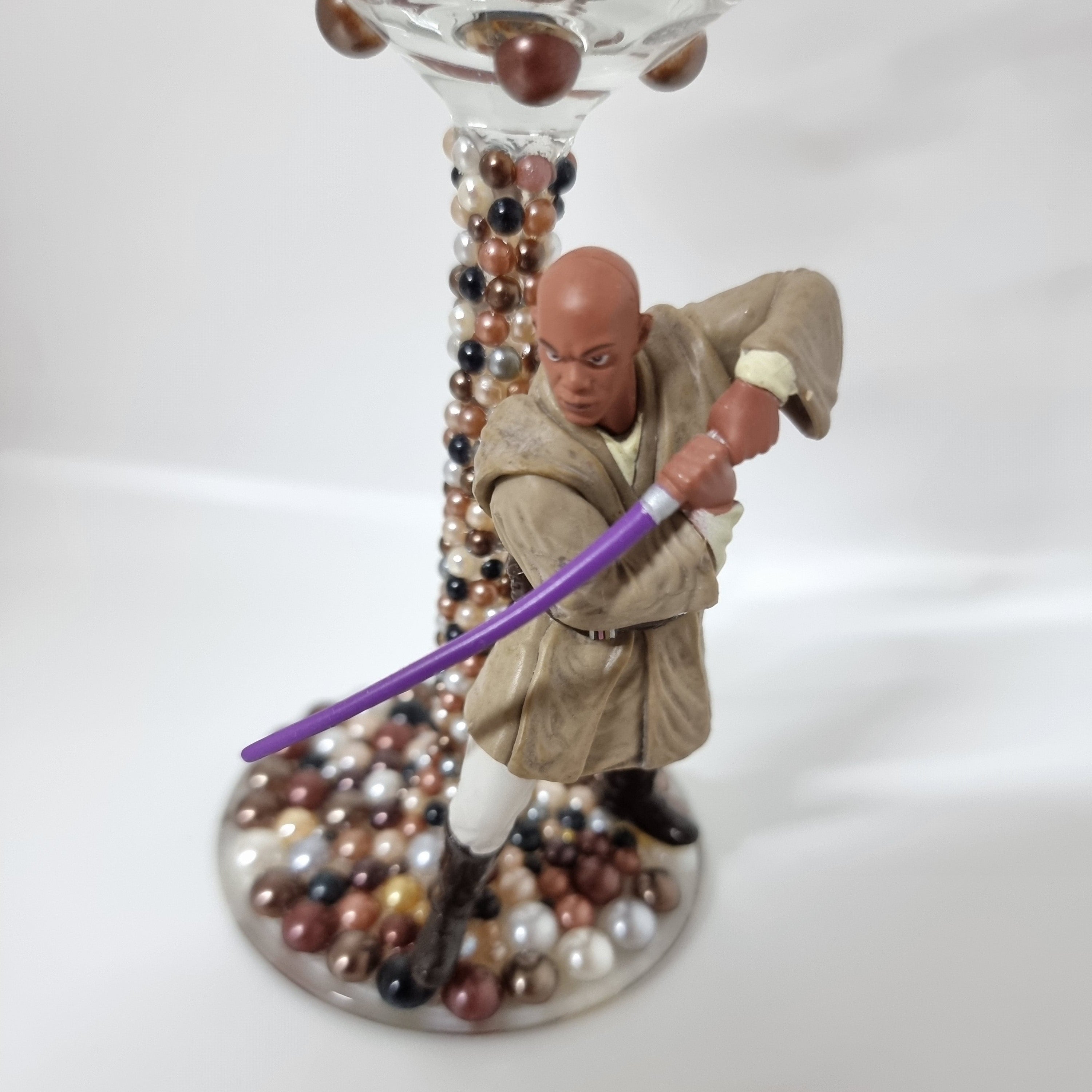 Hand Decorated Character Inspired Wine Glass - Unique Handmade Gift - Mace Windu