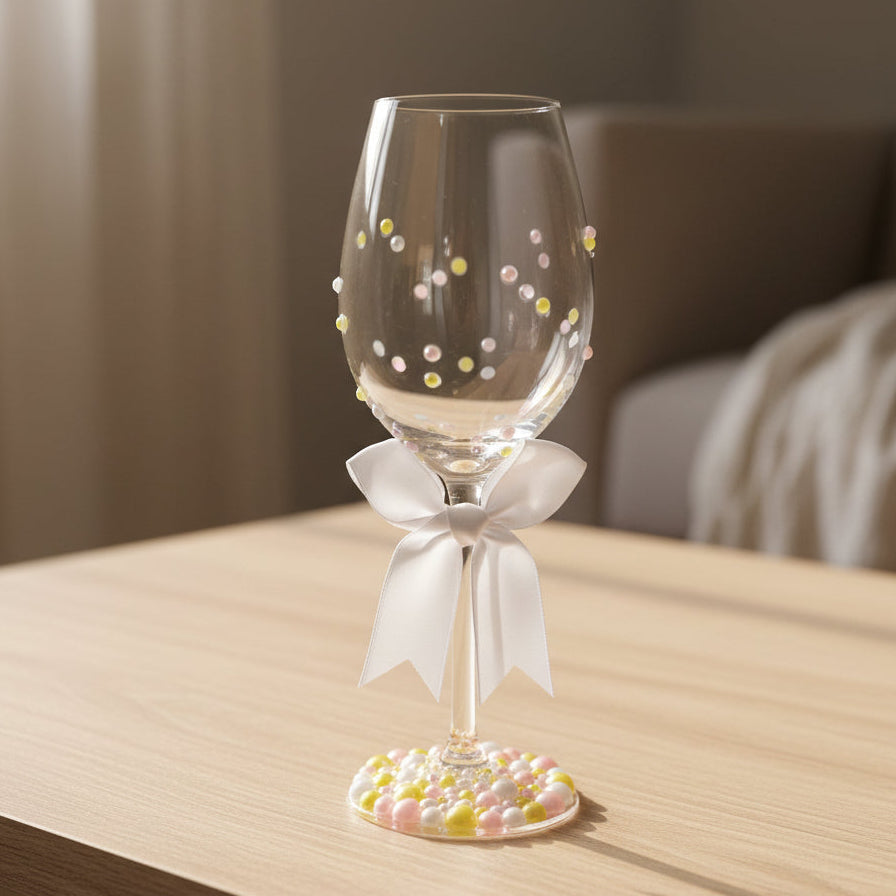 Hand Beaded Wine Glass