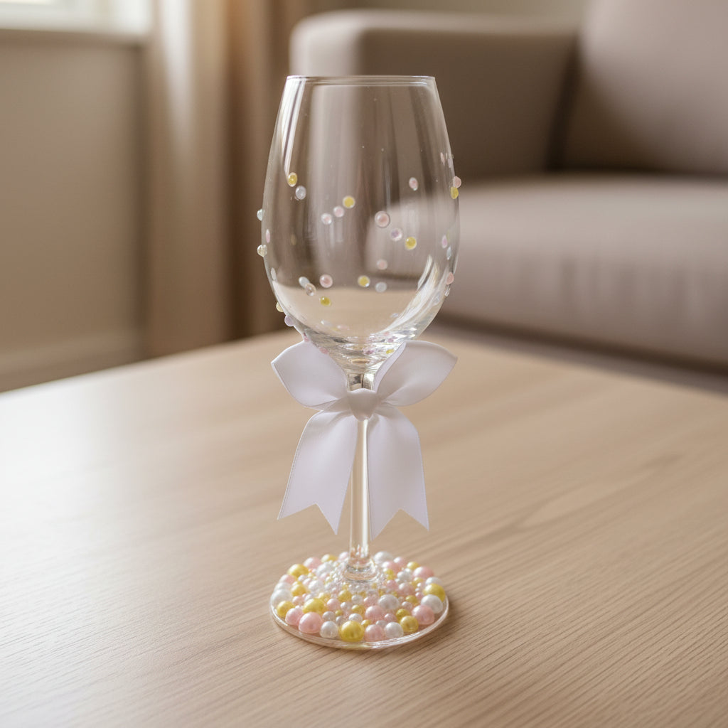 Hand Beaded Wine Glass