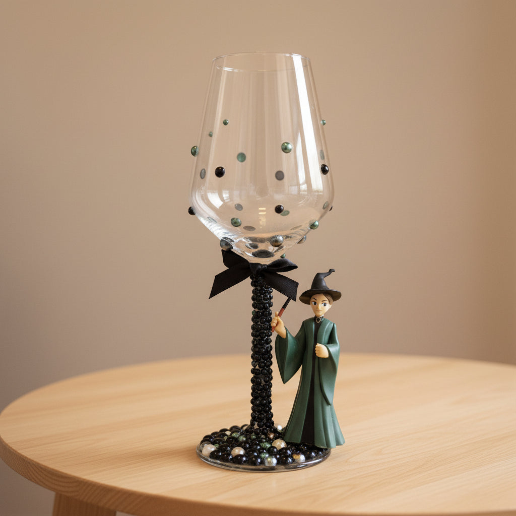 Mrs McGonagall Hand Decorated Wine Glass