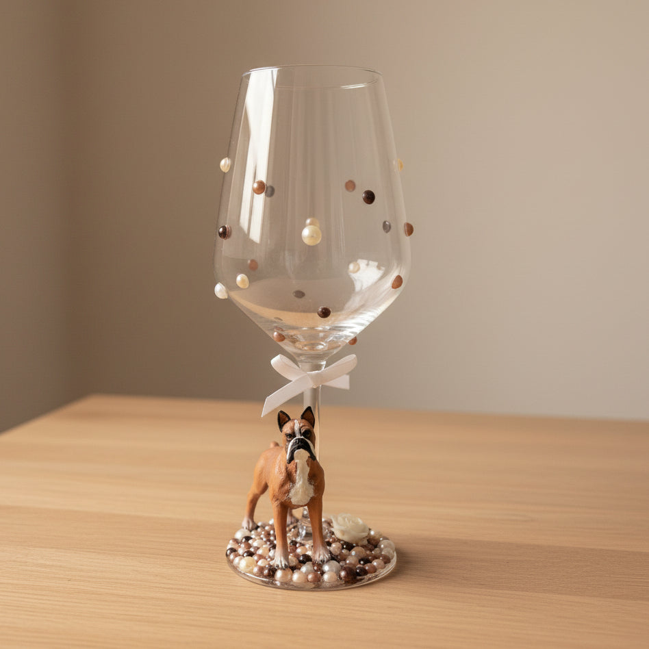 Boxer Hand Decorated Wine Glass
