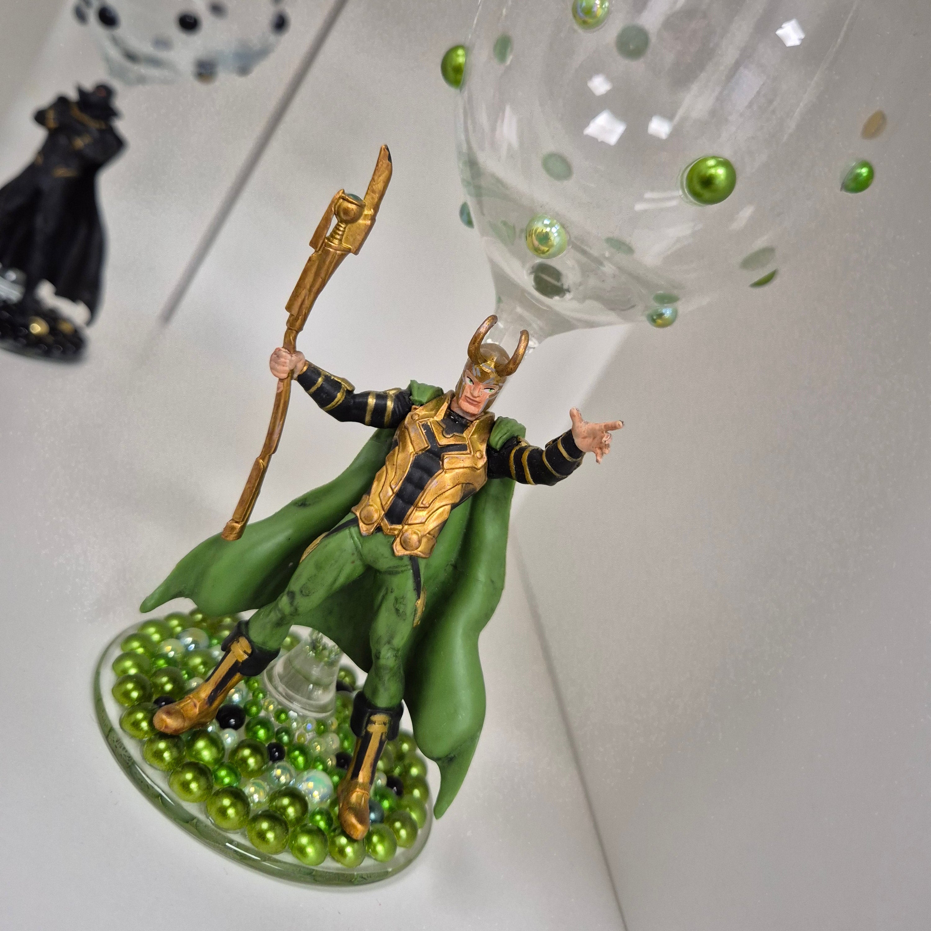 Loki - Hand Decorated Wine Glass