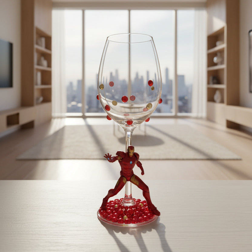 Iron Man - Hand Decorated Wine Glass