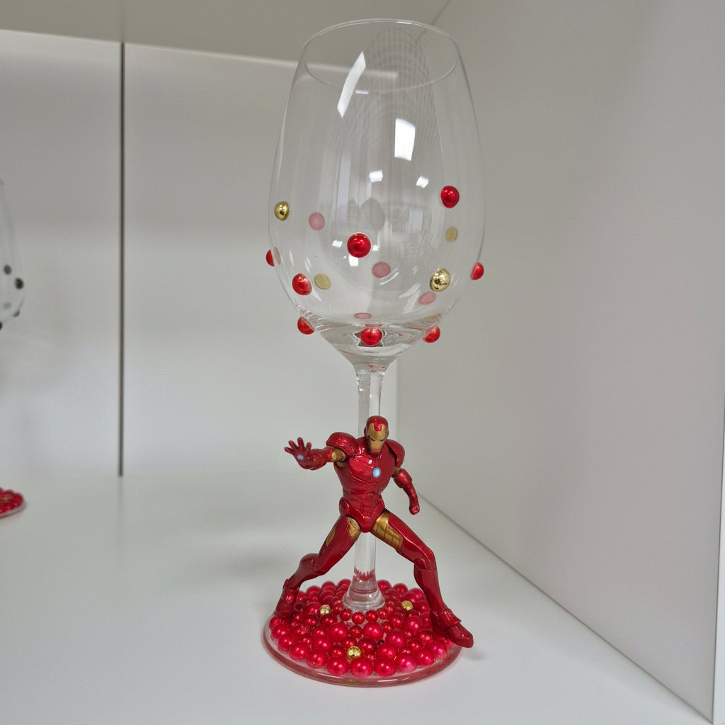 Iron Man - Hand Decorated Wine Glass