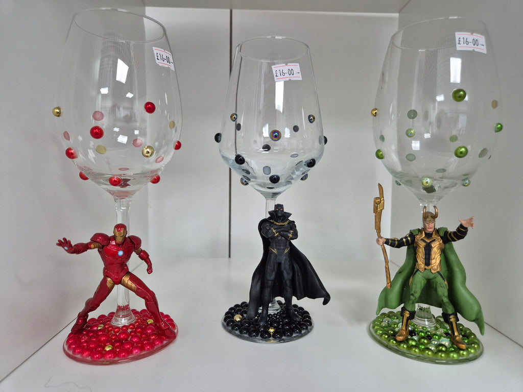 Iron Man - Hand Decorated Wine Glass