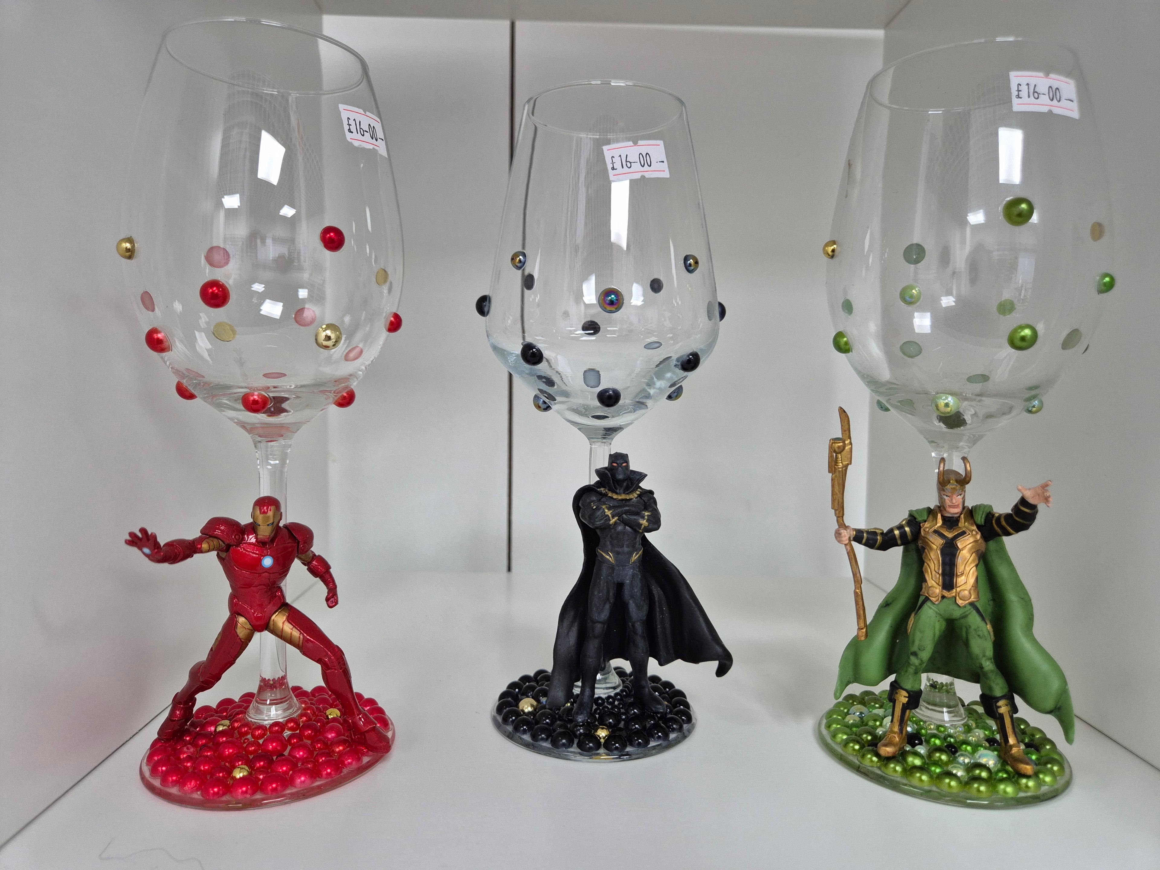 Iron Man - Hand Decorated Wine Glass