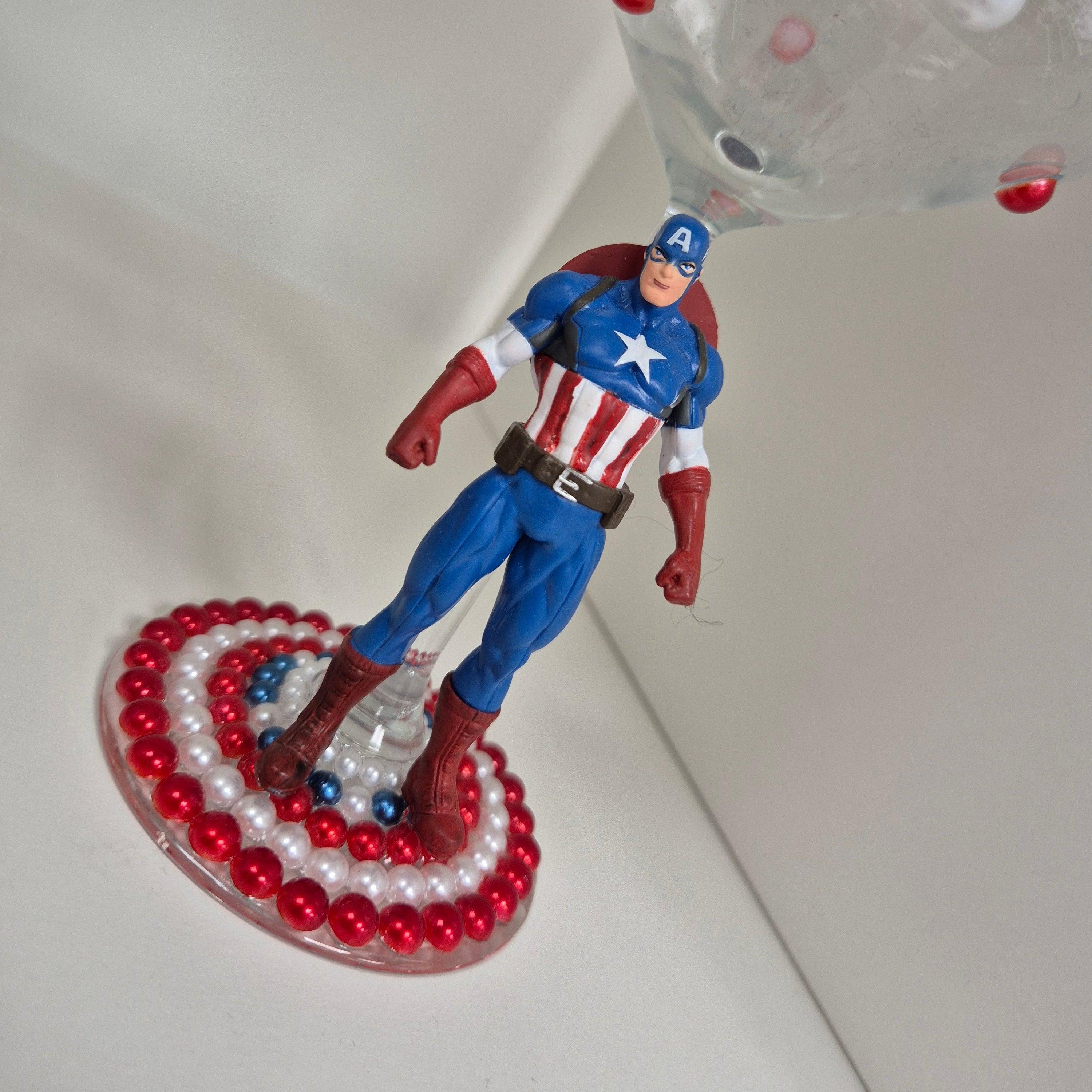 Captain America - Hand Decorated Wine Glass