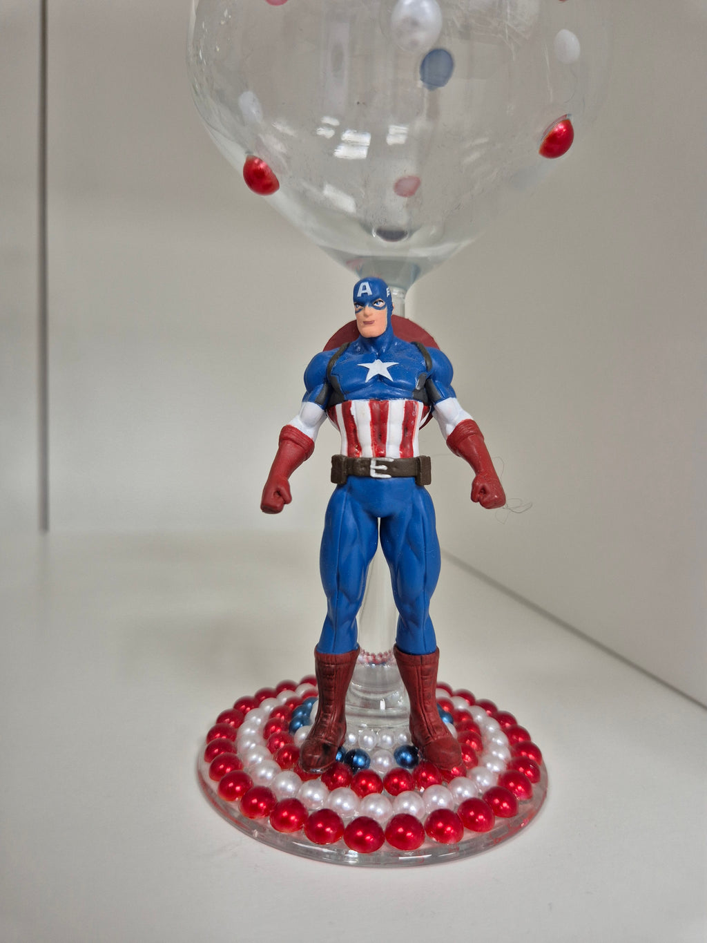 Captain America - Hand Decorated Wine Glass