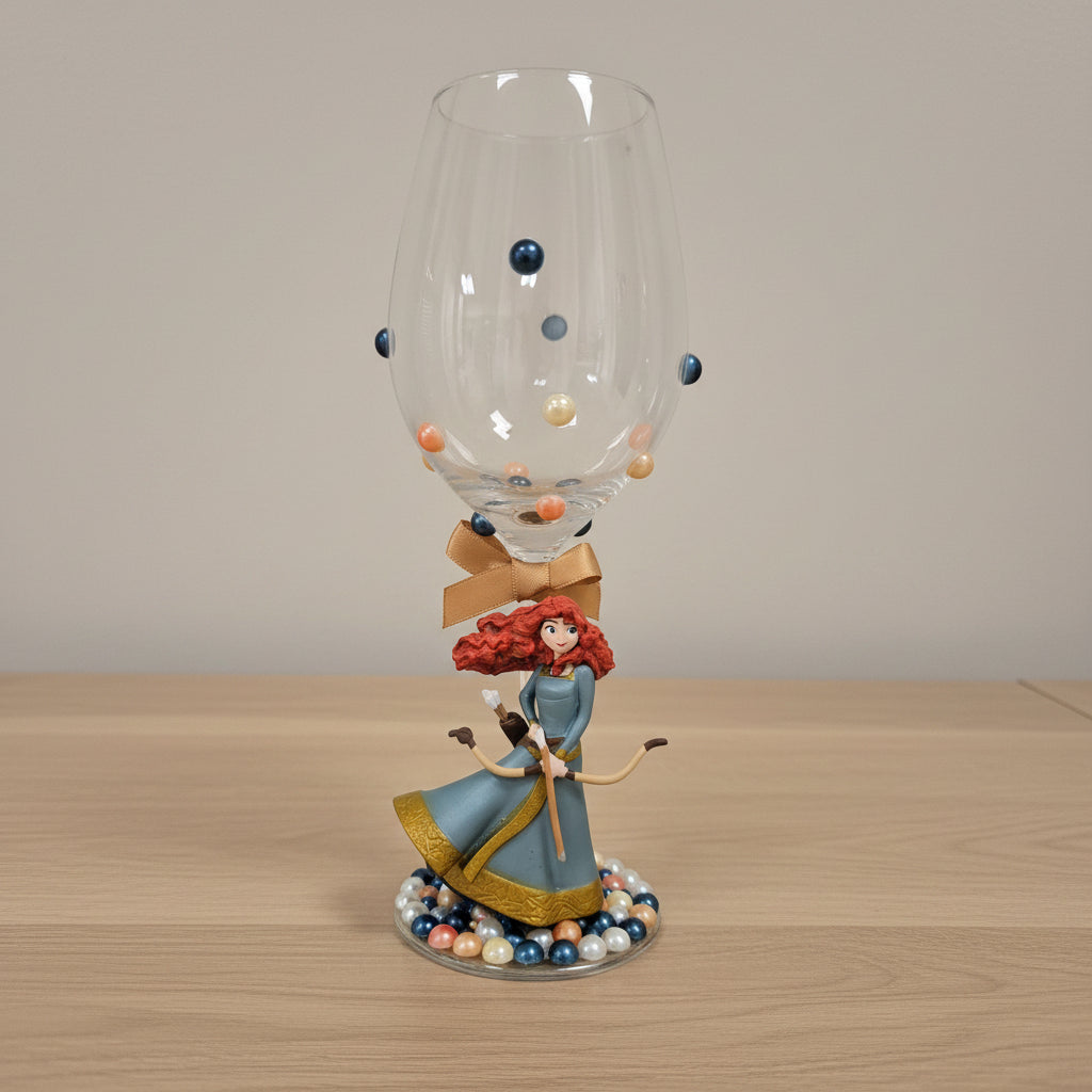 Hand Decorated Character Inspired Wine Glass - Unique Handmade Gift for Her - Merida