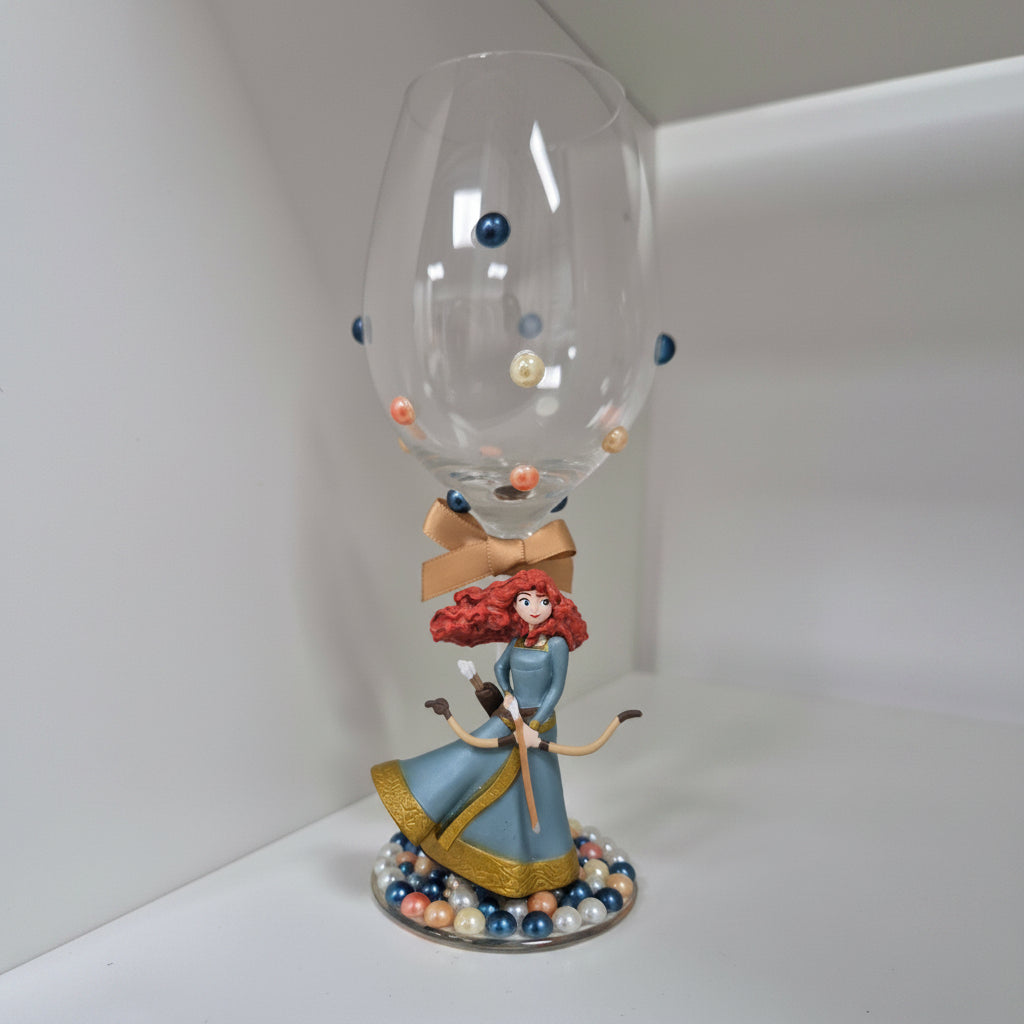 Hand Decorated Character Inspired Wine Glass - Unique Handmade Gift for Her - Merida