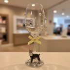 Schnauzer Hand Decorated Wine Glass