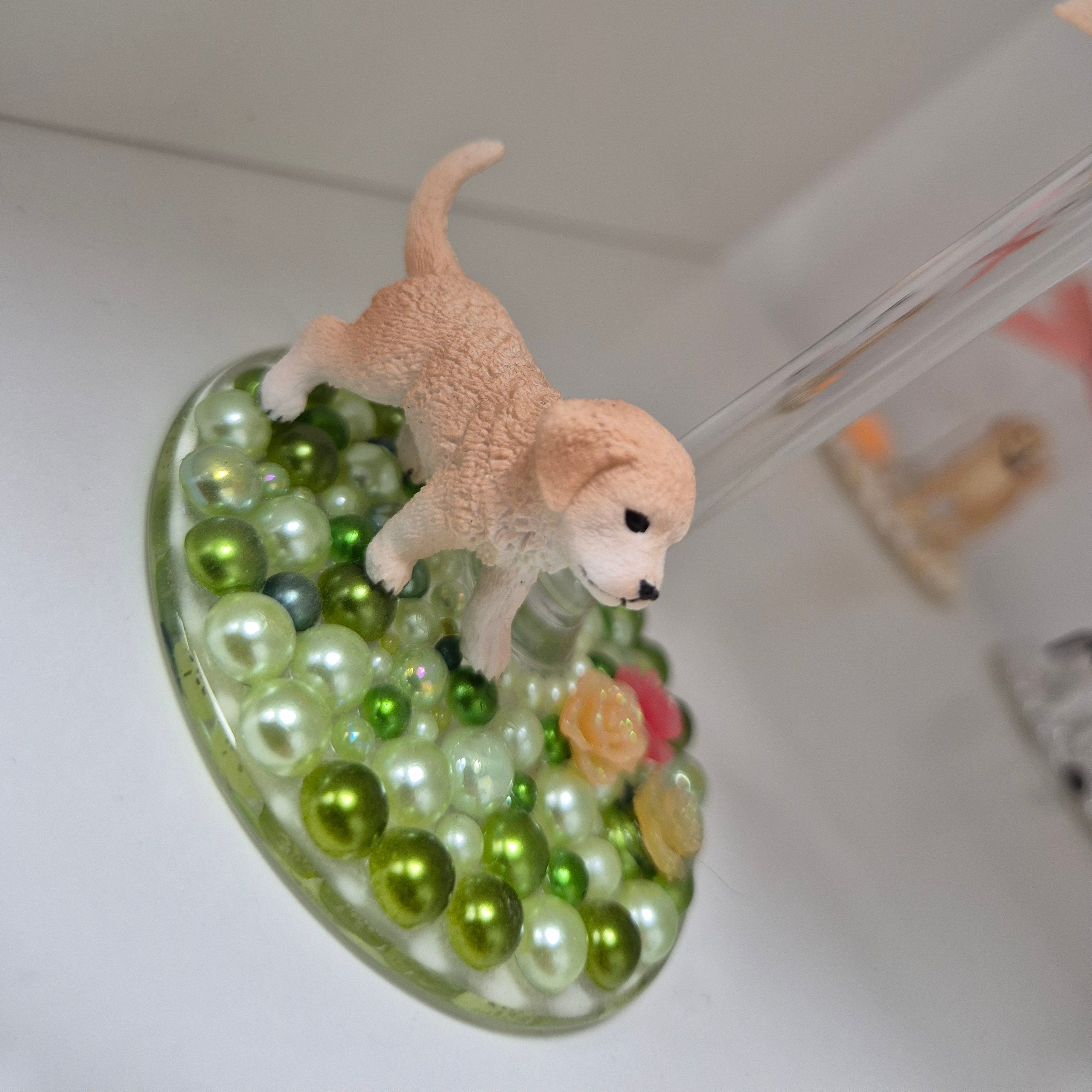 Retriever Puppy Hand Decorated Wine Glass