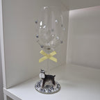 Schnauzer Hand Decorated Wine Glass