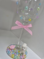 Bichon Frise Hand Decorated Wine Glass