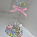 Bichon Frise Hand Decorated Wine Glass