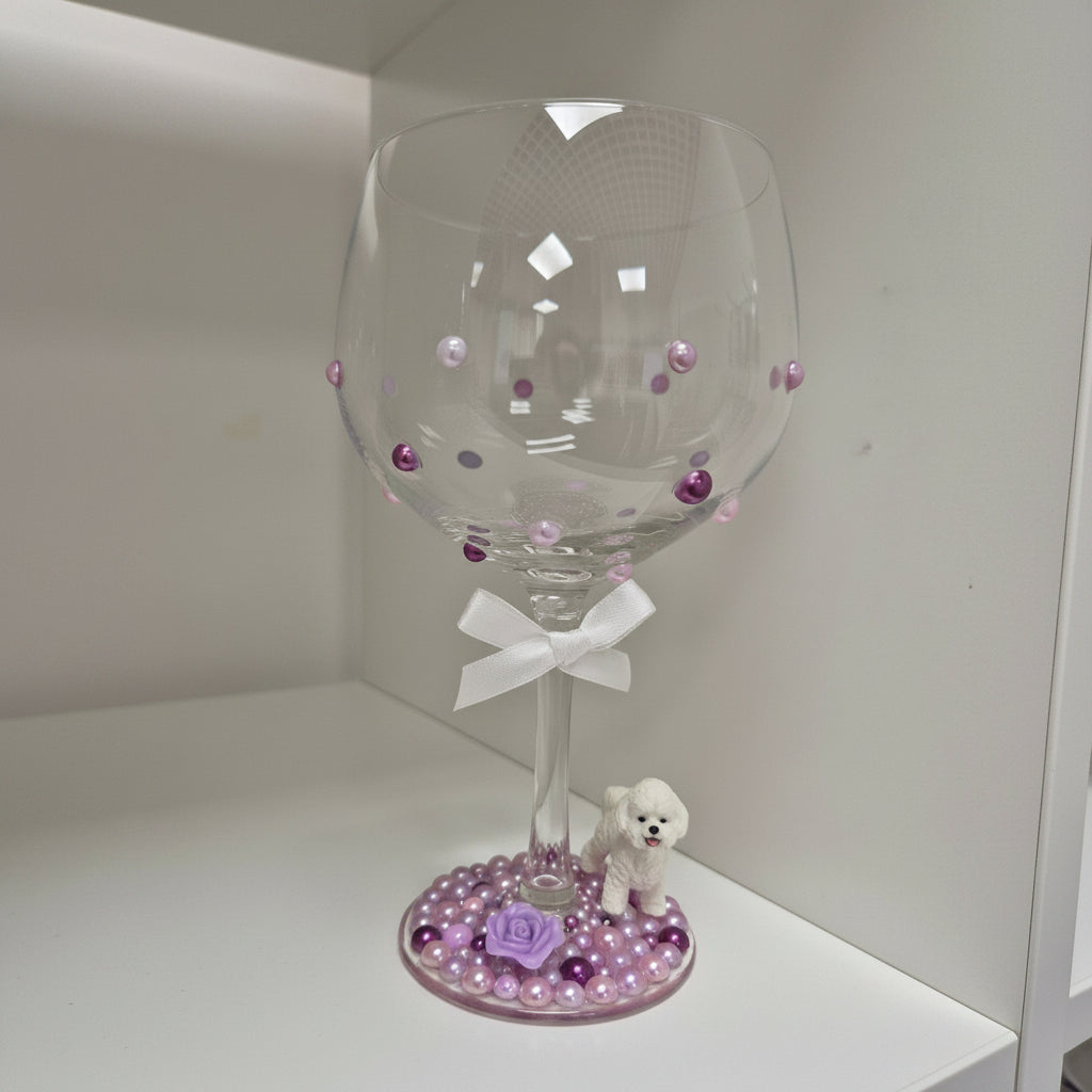 Bichon Frise Hand Decorated Glass