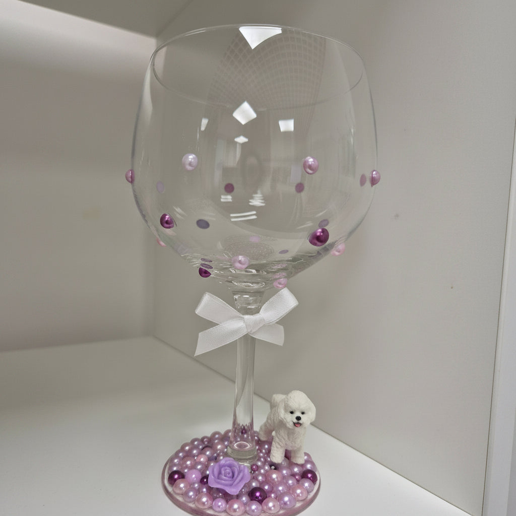 Bichon Frise Hand Decorated Glass