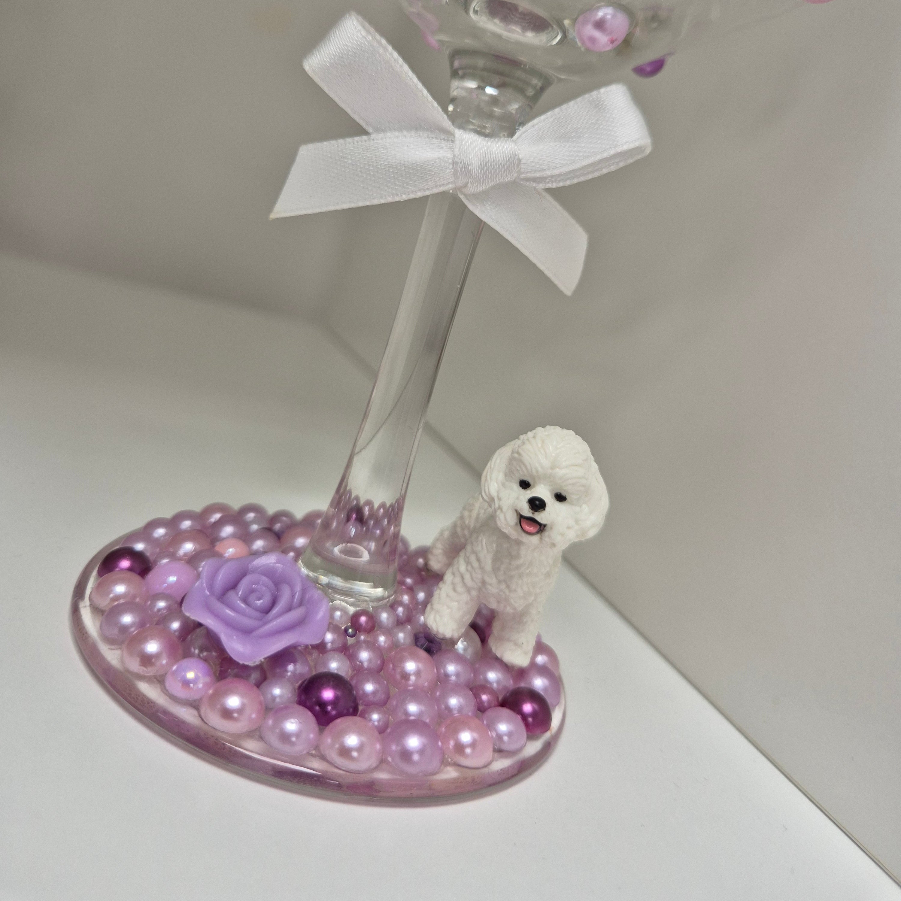 Bichon Frise Hand Decorated Glass