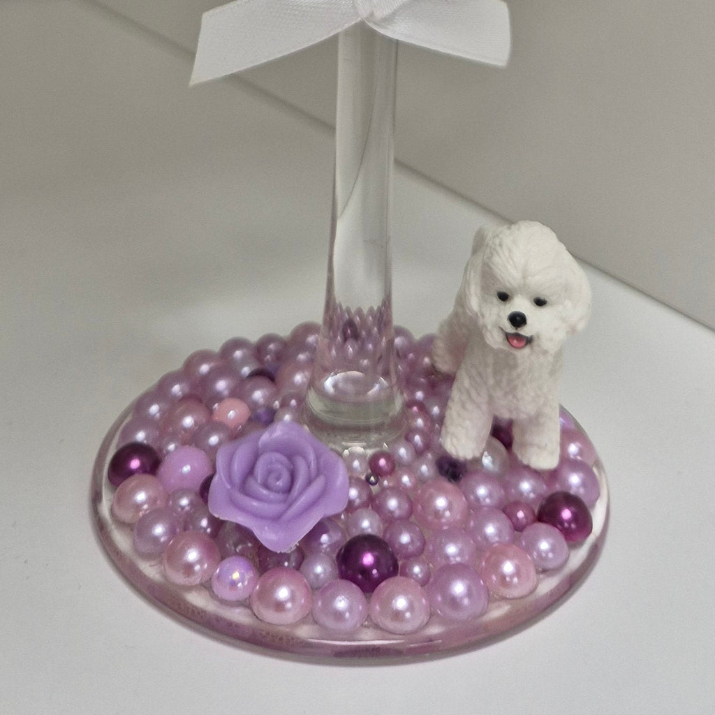 Bichon Frise Hand Decorated Glass