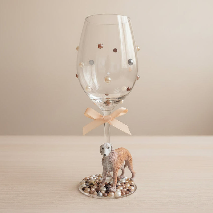 Borzoi Hand Decorated Wine Glass
