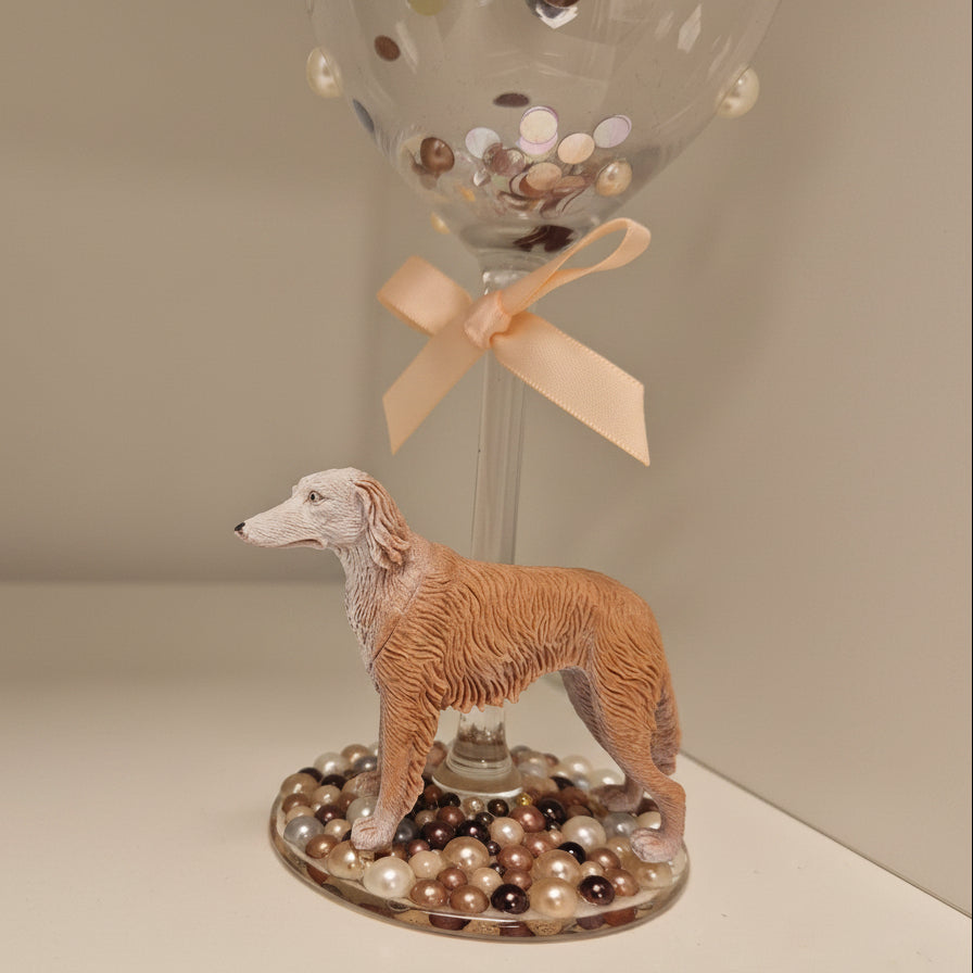 Borzoi Hand Decorated Wine Glass
