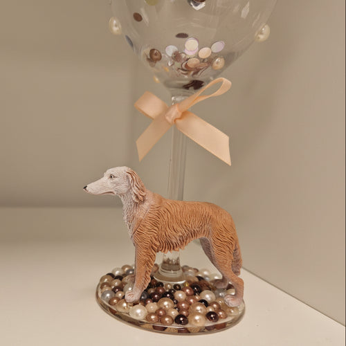 Borzoi Hand Decorated Wine Glass