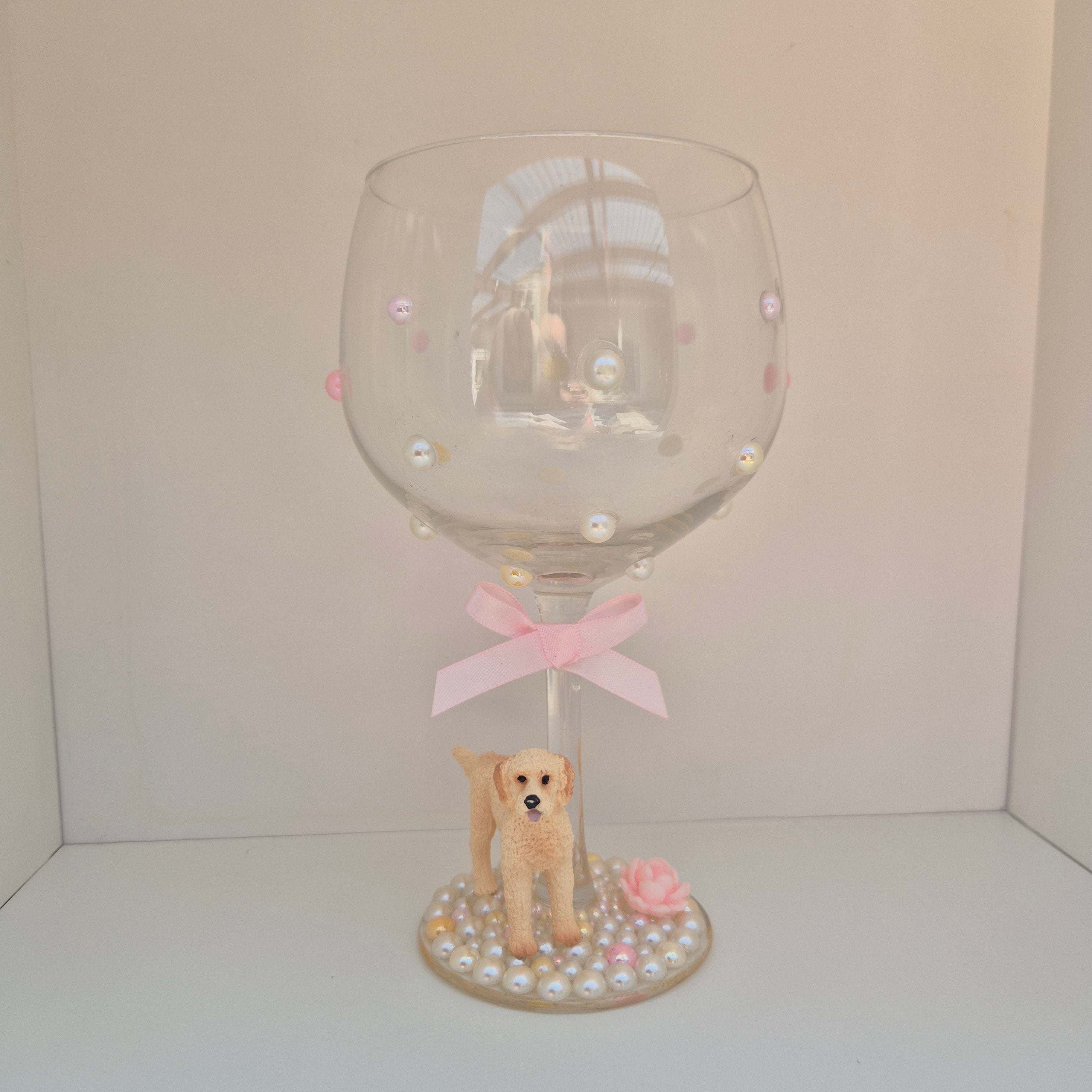 Labradoodle Hand Decorated Glass