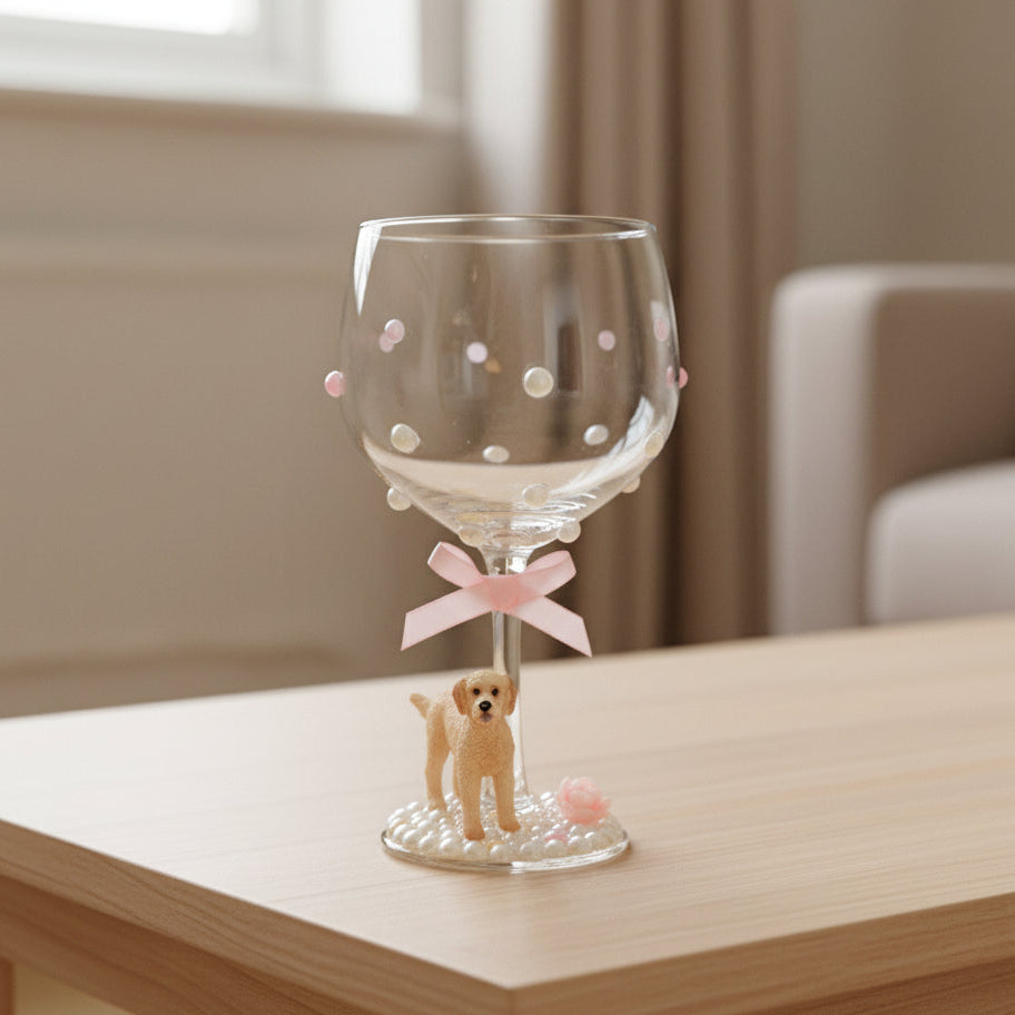 Labradoodle Hand Decorated Glass