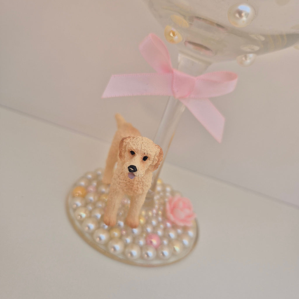 Labradoodle Hand Decorated Glass