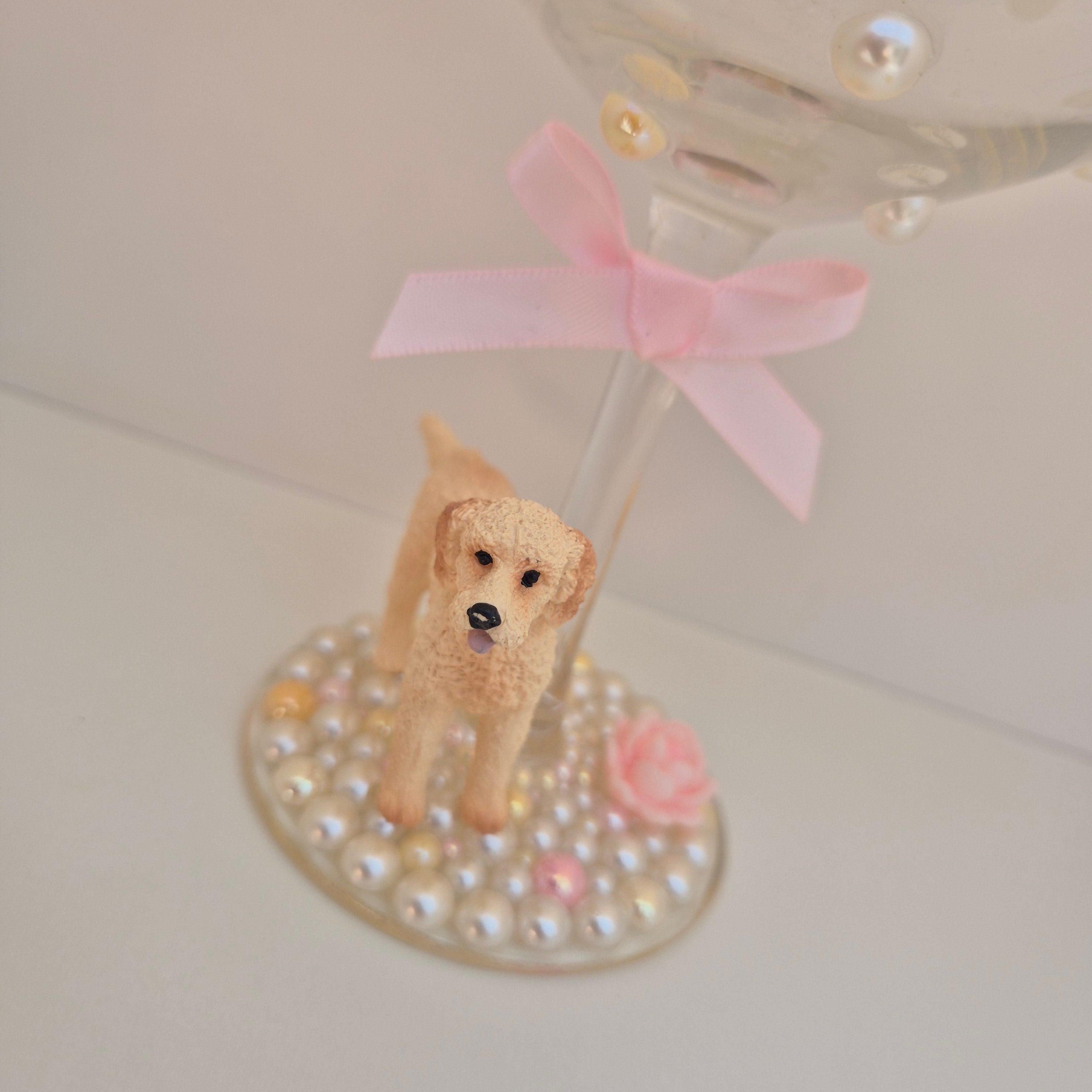 Labradoodle Hand Decorated Glass