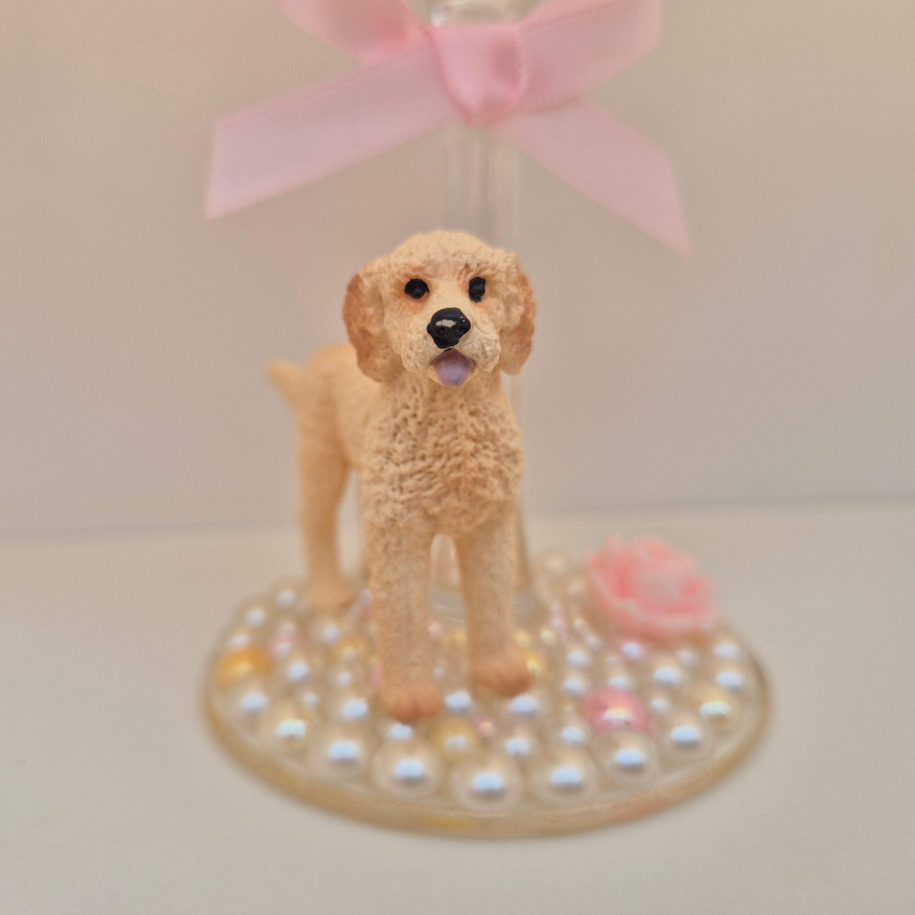 Labradoodle Hand Decorated Glass