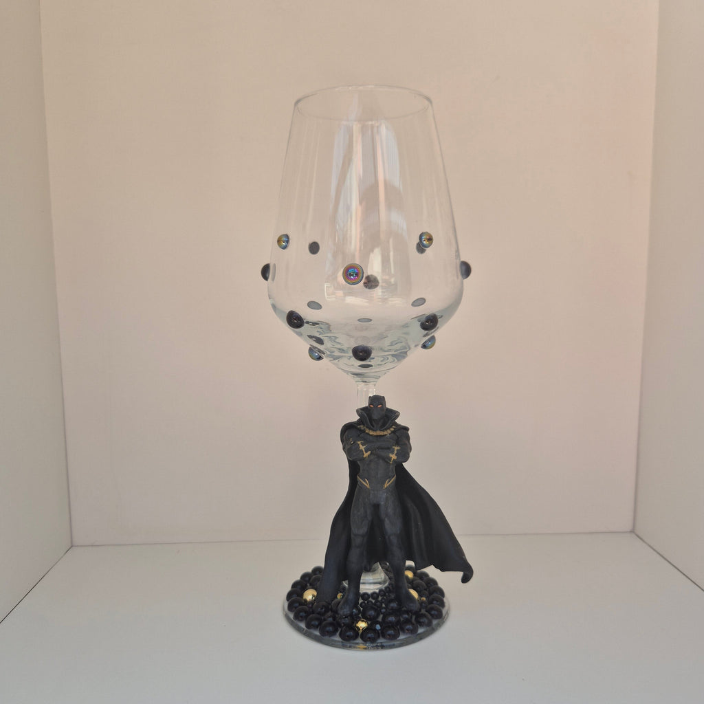 Black Panther - Hand Decorated Wine Glass