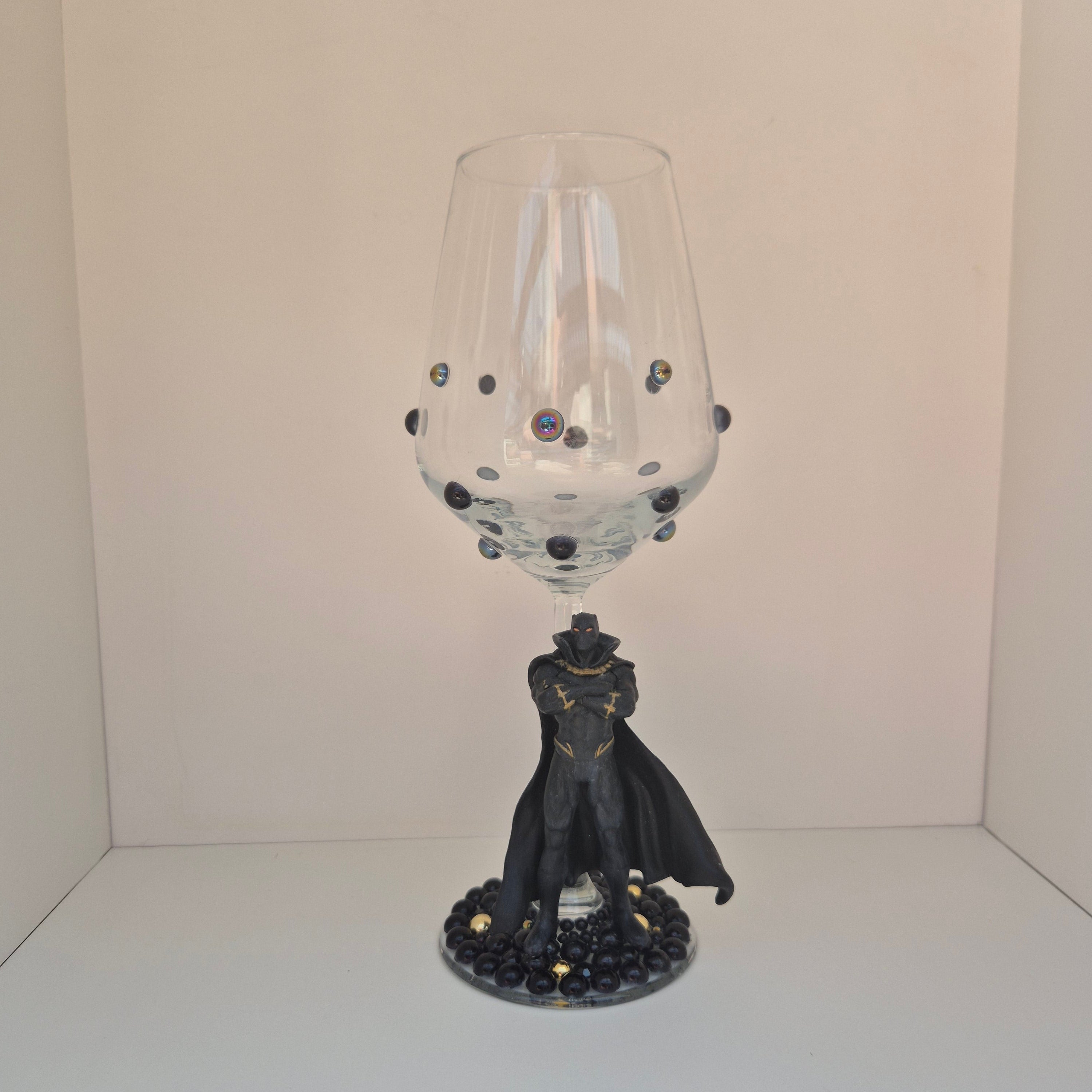 Black Panther - Hand Decorated Wine Glass