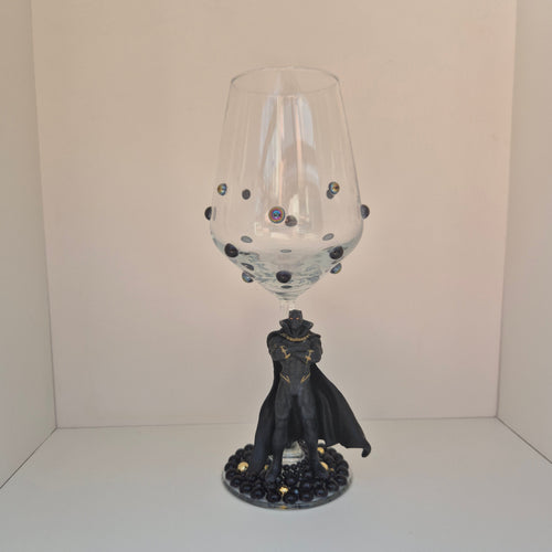 Black Panther - Hand Decorated Wine Glass