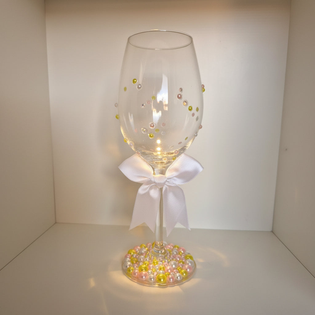 Hand Beaded Wine Glass