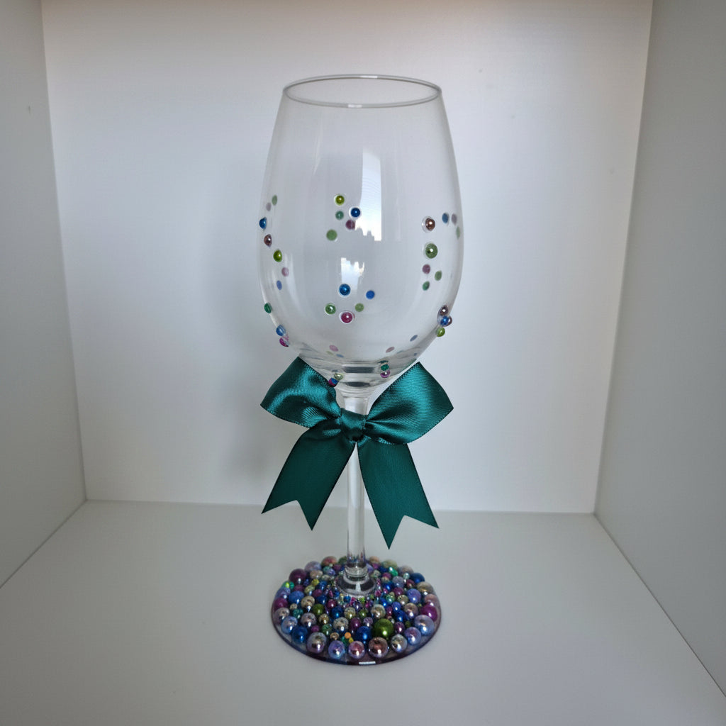 Hand Beaded Wine Glass - Sparkly Keepsake Gift For Birthday or Celebration