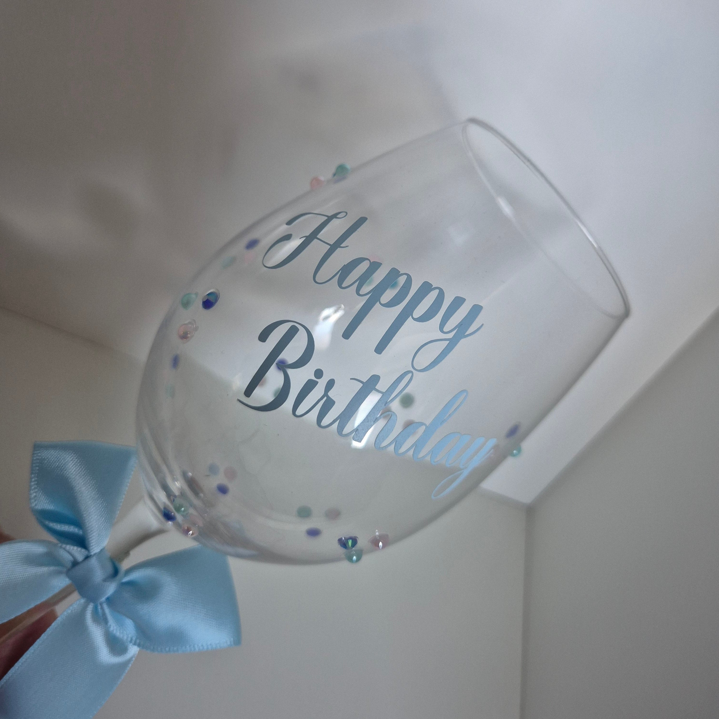Happy Birthday Hand Beaded Wine Glass