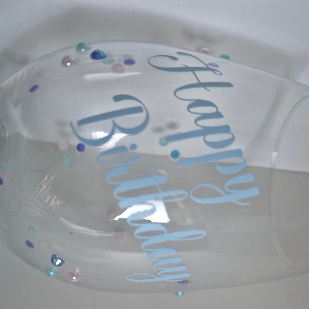 Happy Birthday Hand Beaded Wine Glass