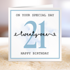 Personalised 21st Birthday Card - On Your Special Day - Blue