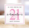 Personalised 21st Birthday Card - On Your Special Day - Pink