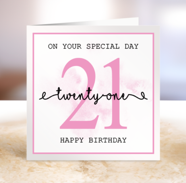 Personalised 21st Birthday Card - On Your Special Day - Pink